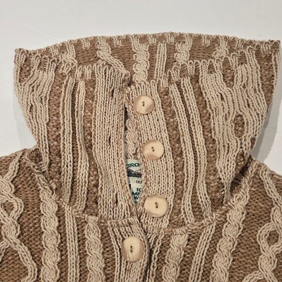 Aran Crafts Ireland Merino Wool 2-Tone Collared Cable Fisherman Knit Cardigan M - Picture 4 of 7